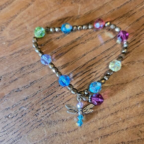 Source Unknown Vibrant Beaded Bracelet with Dragonfly Charm - Picture 2 of 3